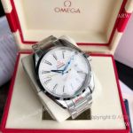 High Quality Replica OMEGA Seamaster Aqua Terra 150M Silver 316L Stainless Steel Strap White Curved Face Dial Silver Case Watch 41.5mm
